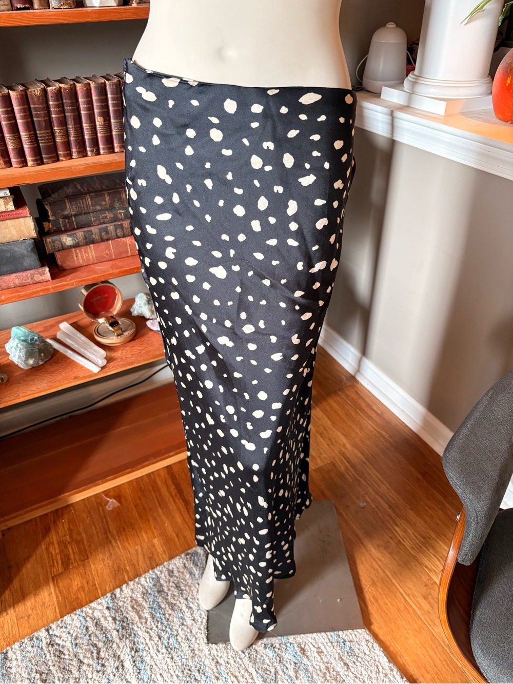 Know One Cares Black & Cream Spot Maxi Skirt - Women